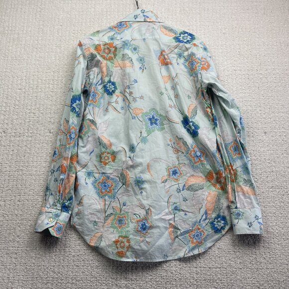 Etro Men's Powder Blue Japanese Style Floral Tropical AOP Button-Up Shirt Sz 38 - Picture 9 of 13